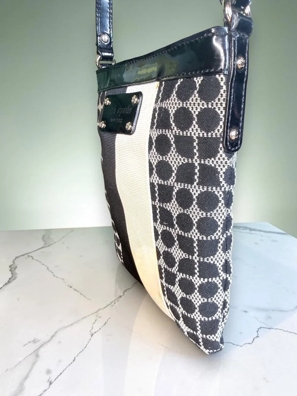 Kate Spade Dot Noel Black and White Swingpack Crossbody Bag
